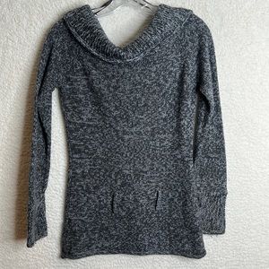 Derek Heart Womens Gray Knit Stretch Cowl Neck Pullover Sweater Top M MEDIUM